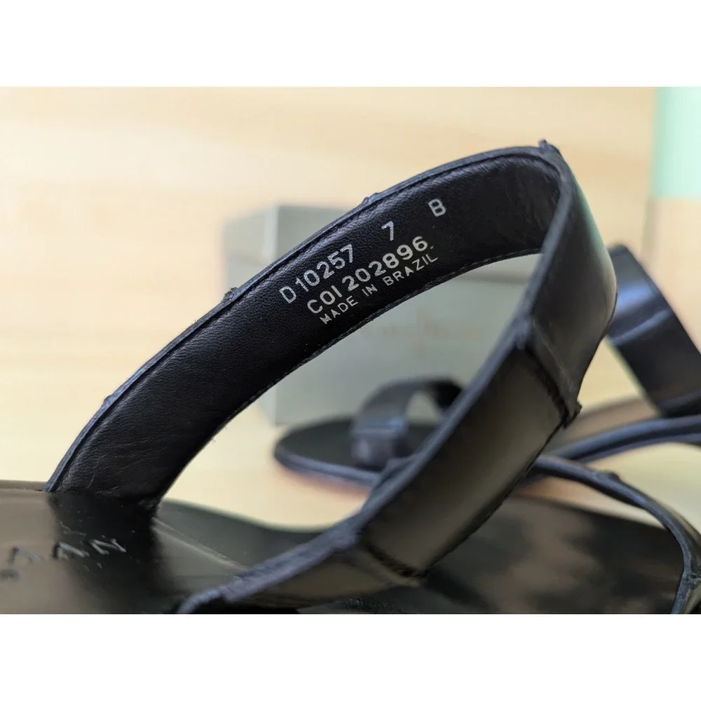 Vintage Cole Haan 90s Minimalisim Vtg‎ Black Leather Sandal Square w/ box
